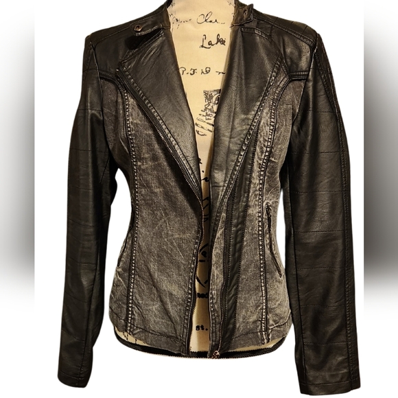 Downtown Coalition Faux Leather Moto Jacket - Picture 2 of 6